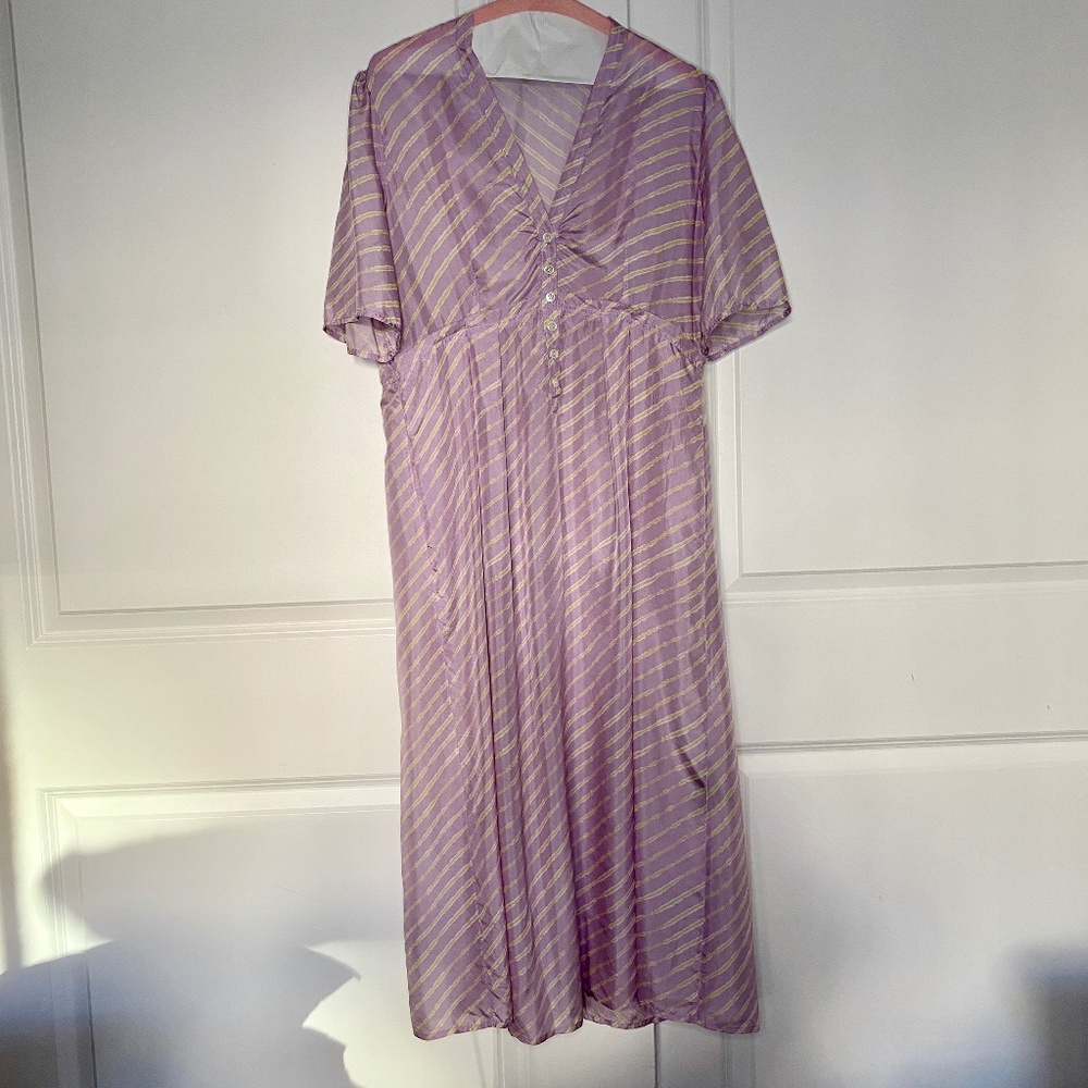 Raquel Allegra Garden Dress in Lavender Zebra Silk Size 1